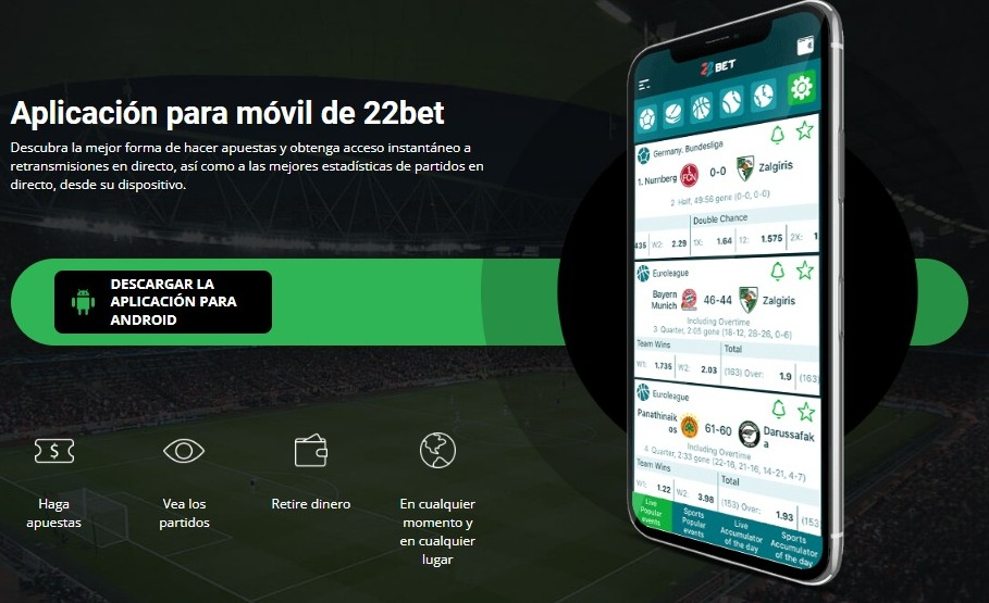 aplicaci&oacute;n m&oacute;vil de 22bet